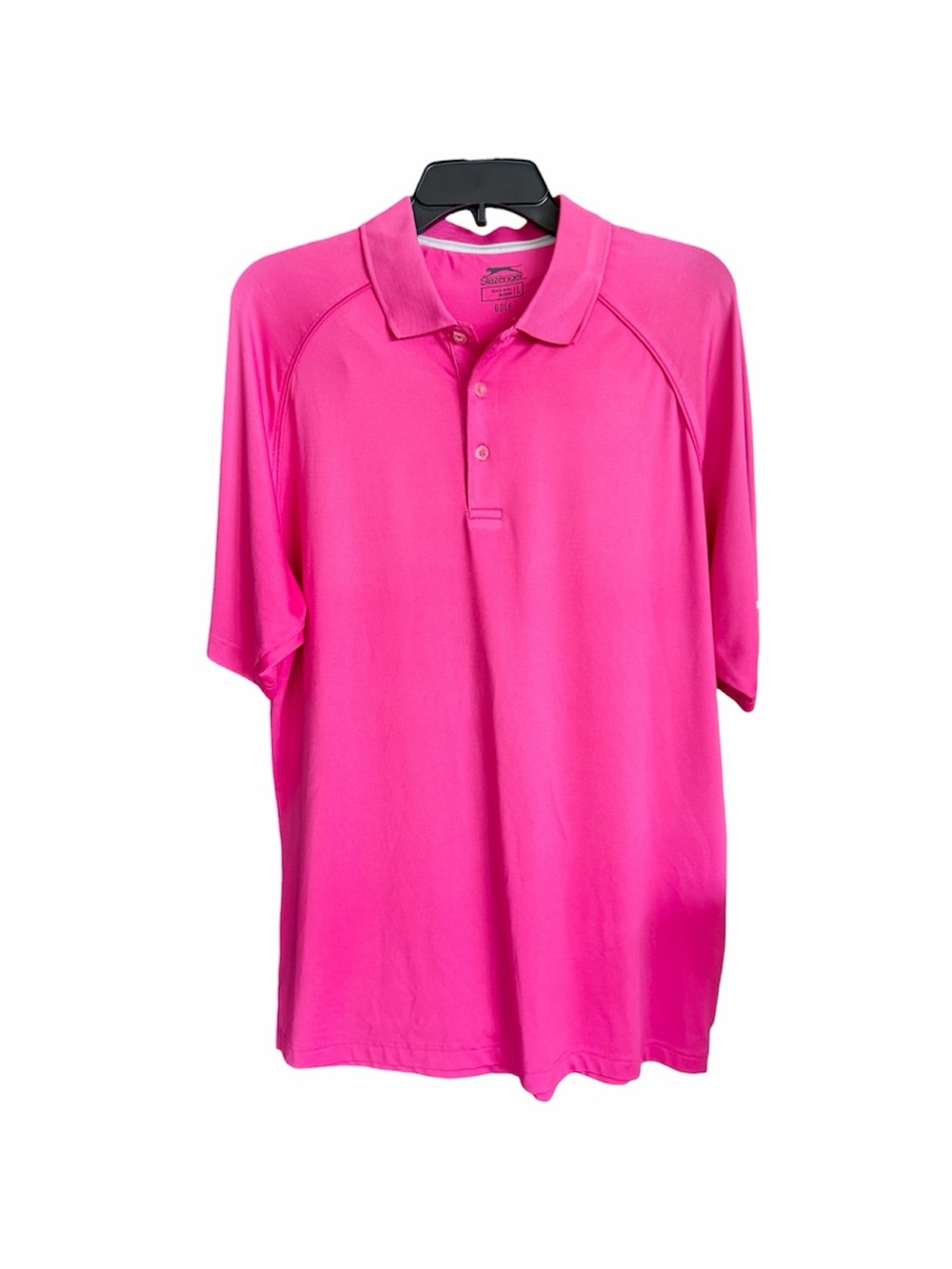 SLAZENGER, MEN’S GOLF POLO SHIRT IN A VIBRANT  PINK SHORT SLEEVE. SIZE L